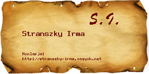 Stranszky Irma névjegykártya